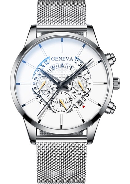 Örgü 6 Reloj Hombre Moda Erkek Paslanmaz Çelik Saatler Lüks Takvim Kuvars Kol Saati Erkekler Iş Casual Izle Relogio Masculino (Yurt Dışından)