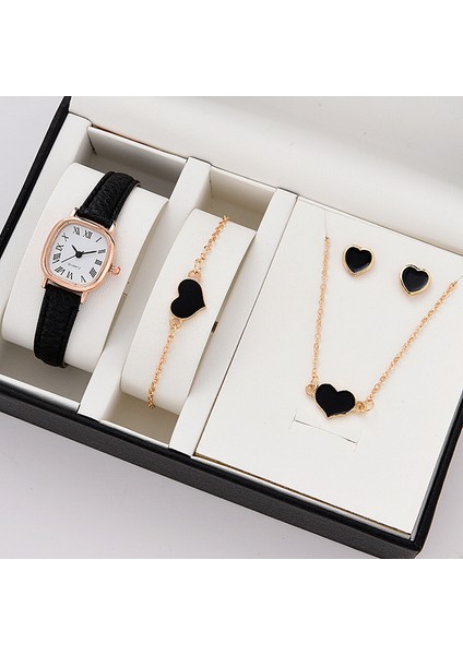 T 5 Adet Set Izle Kadınlar Için Lüks Deri Analog Bayanlar Kuvars Kol Saati Moda Bilezik Saat Seti Kadın Relogio Feminino (Yurt Dışından)
