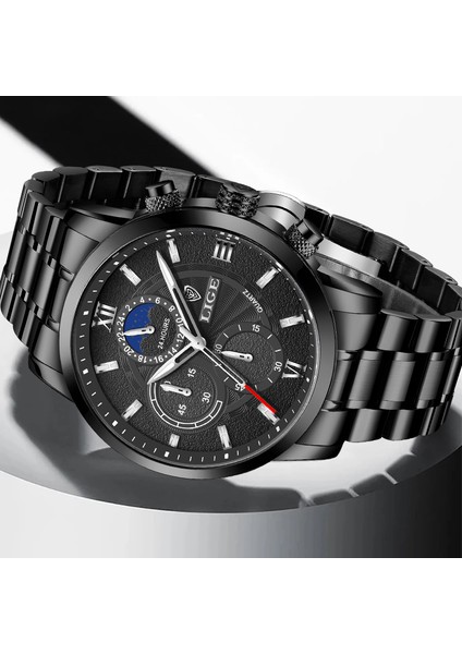 Altın Gül Siyah Lıge Saatler Erkek Spor Kuvars Kronograf Kol Saatleri Lüks Paslanmaz Çelik Saat ile Aydınlık Saat Relogio Masculino (Yurt Dışından) modelleri