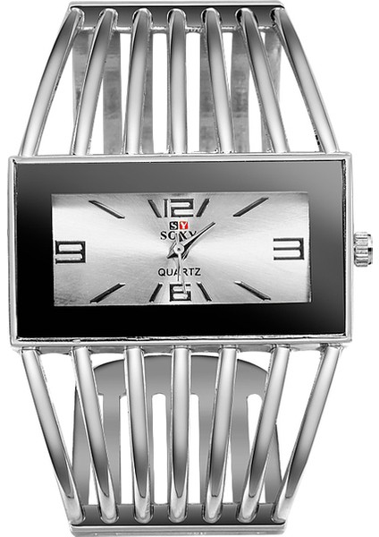 Gümüş Yeni Moda Kadın Bilezik Saatler Lüks Altın Bayanlar Izle Paslanmaz Çelik Izle Kadın Kuvars Elbise Saatler Reloj Mujer Saat (Yurt Dışından)