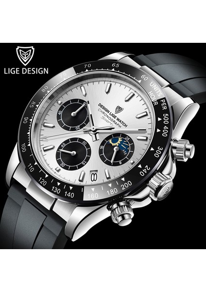 Gümüş Siyah Lıge Üst Marka Lüks Erkek Izle 2021 Spor Silikon Chronograph Quartz Saat Erkekler Için Yaratıcı Kol Saatleri Su Geçirmez Relogio (Yurt Dışından)