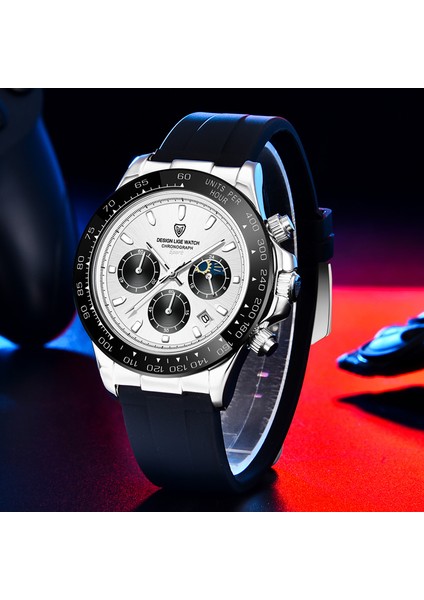 Gümüş Siyah Lıge Üst Marka Lüks Erkek Izle 2021 Spor Silikon Chronograph Quartz Saat Erkekler Için Yaratıcı Kol Saatleri Su Geçirmez Relogio (Yurt Dışından)