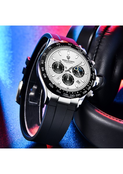 Gümüş Siyah Lıge Üst Marka Lüks Erkek Izle 2021 Spor Silikon Chronograph Quartz Saat Erkekler Için Yaratıcı Kol Saatleri Su Geçirmez Relogio (Yurt Dışından)