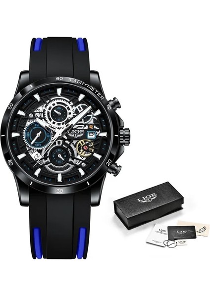 Silikon Hlue Lıge Erkekler Spor Chronograph Kuvars Kol Saati Moda Lüks Silikon Kayış Erkek Saat Aydınlık Izle Erkekler Için Relogio Masculino (Yurt Dışından)