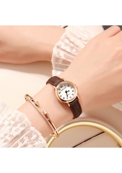 05 Retro Kahverengi Kadın Saatler Nitelikleri Küçük Bayanlar Kol Saatleri Vintage Deri Bilezik Izle Moda Marka Kadın Kuvars Saat (Yurt Dışından) fırsatları
