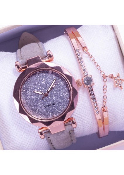 Gri Set 2020 Kişilik Kız Öğrenci Izle Kadın Yıldız Quartz Saat Moda Rahat Kadın Saati Bayanlar Bilezik Izle Hediye Izle (Yurt Dışından)