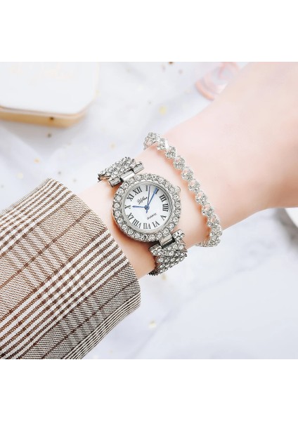 Gül Altın Set3 Lüks Kadın Gül Altın Izle Moda Bayanlar Kuvars Elmas Kol Saati Zarif Kadın Bilezik Saatler 2 Adet Set Reloj Mujer (Yurt Dışından) fırsatları
