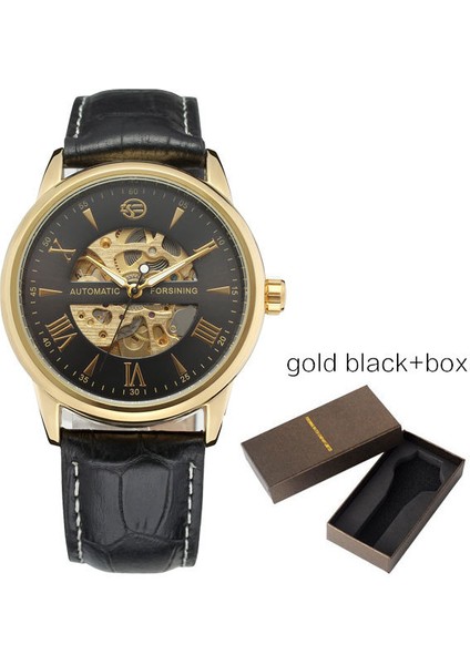 Altın Kara Kutu Forsınıng Klasik Moda Erkek Saatler Tourbillion Altın Rengi Otomatik Mekanik Izle Erkekler Üst Marka Lüks Saat (Yurt Dışından)