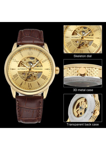 Altın Kara Kutu Forsınıng Klasik Moda Erkek Saatler Tourbillion Altın Rengi Otomatik Mekanik Izle Erkekler Üst Marka Lüks Saat (Yurt Dışından)
