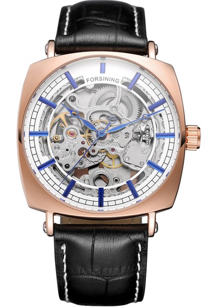 05 Forsınıng Altın Siyah Mekanik Saat Delikli Tırnak Terazisi Mekanik Saat Kemer Saati Kare Saat (Yurt Dışından)