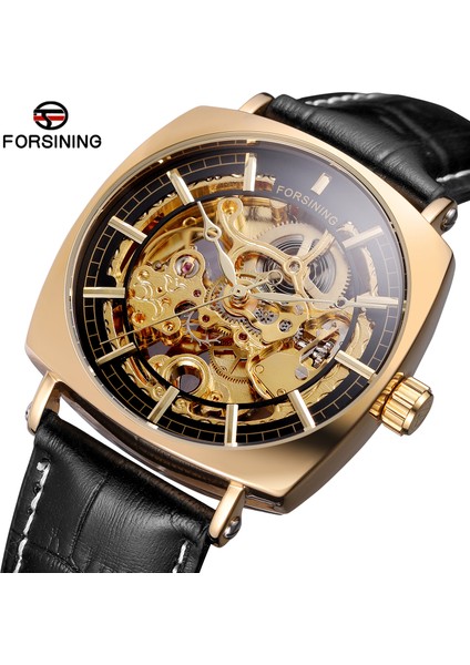 05 Forsınıng Altın Siyah Mekanik Saat Delikli Tırnak Terazisi Mekanik Saat Kemer Saati Kare Saat (Yurt Dışından) fiyatları