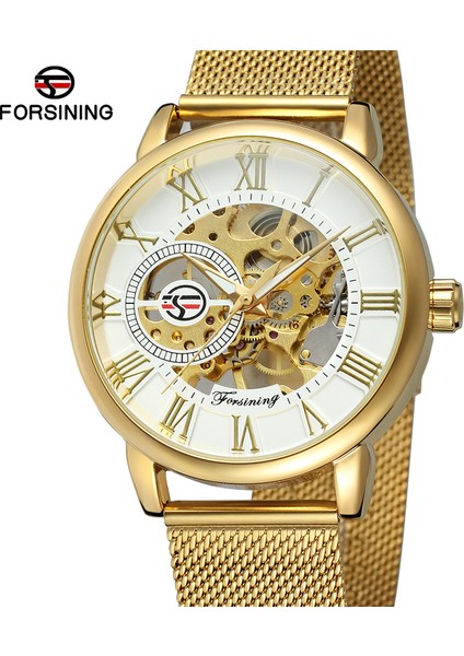 05 Forsınıng Altın Mekanik Saat Dairesel Içi Boş Alt Mekanik Hareket Saati Erkek ve Kadın Örgü Çelik Bant (Yurt Dışından) fiyatları