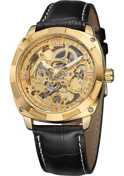 04 Forsınıng Mekanik Erkek Bilek Saatleri Otomatik Vintage Izle Erkekler Steampunk Saat Şeffaf Kol Saati Montre Homme (Yurt Dışından) modelleri