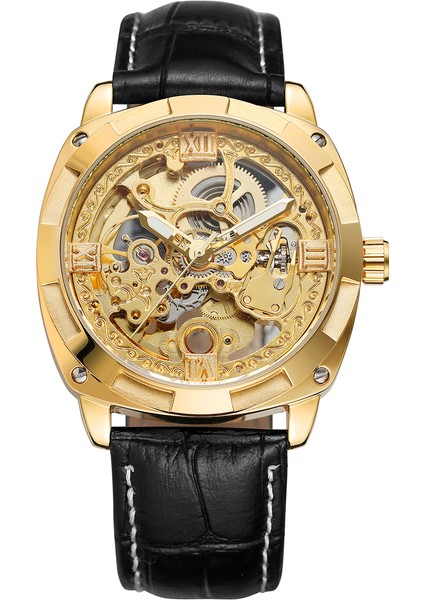 04 Forsınıng Mekanik Erkek Bilek Saatleri Otomatik Vintage Izle Erkekler Steampunk Saat Şeffaf Kol Saati Montre Homme (Yurt Dışından) fırsatları