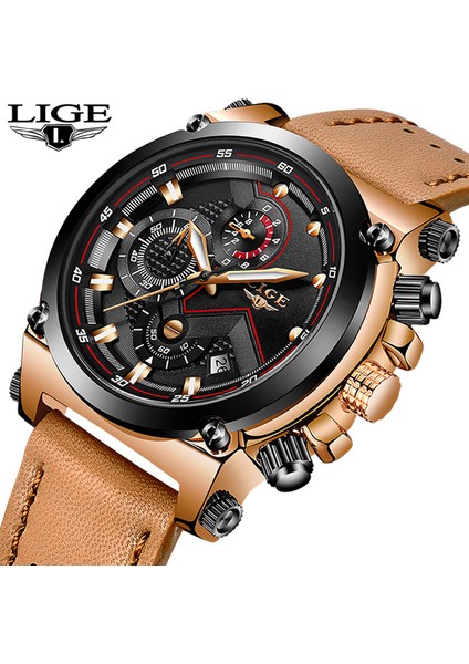 Siyah Sarı Lıge Erkek Izle Marka Lüks Moda Deri Kuvars Chronograph Kol Saatleri Rahat Iş Su Geçirmez Saat Relogio Masculino (Yurt Dışından) fiyatları