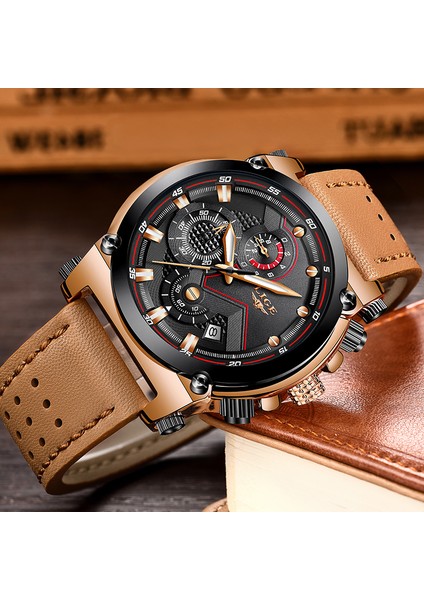 Siyah Sarı Lıge Erkek Izle Marka Lüks Moda Deri Kuvars Chronograph Kol Saatleri Rahat Iş Su Geçirmez Saat Relogio Masculino (Yurt Dışından) modelleri