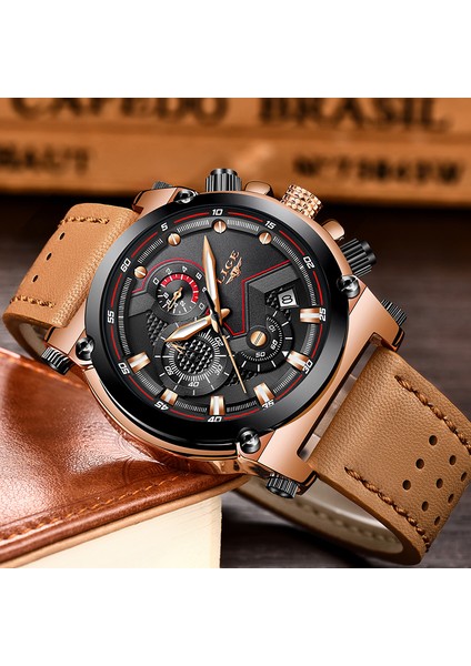 Siyah Sarı Lıge Erkek Izle Marka Lüks Moda Deri Kuvars Chronograph Kol Saatleri Rahat Iş Su Geçirmez Saat Relogio Masculino (Yurt Dışından) fırsatları