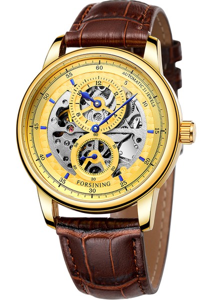 Altın Forsınıng Moda Spor Yarış Tasarım Erkek Saatler Otomatik Mekanik Kol Saati Üst Marka Lüks Erkek Saat Relogio Masculino (Yurt Dışından)