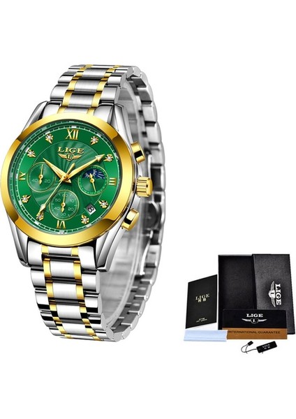 Lıge 2021 Yeni Altın Izle Kadın Saatler Bayanlar Yaratıcı Çelik Kadın Bilezik Saatler Kadın Su Geçirmez Saat Relogio Feminino (Yurt Dışından)