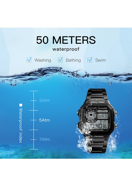 9619C Siyah Panars Dijital Saat Erkek Saati Iş 5bar Su Geçirmez Paslanmaz Çelik Kayış Kol Saati Erkekler Hediyeler Relogio Masculino Yenı (Yurt Dışından) modelleri