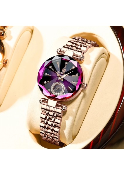 Şarap Kırmızısı Poedagar Altın Izle Kadın Saatler Bayanlar 2023 Yeni Çelik Kadın Bilezik Saatler Kadın Saat Relogio Feminino Montre Femme (Yurt Dışından) fiyatları