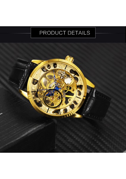 Gümüş Mekanik Izle Erkekler Rahat Kol Saati Mavi Eller Hollow-Out Dial Moda Saatler Erkek Kazanan Saat Montre Homme Yeni (Yurt Dışından) modelleri