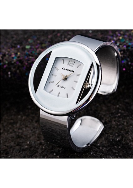 Gümüş Beyaz Bilezik Izle Kadınlar Için Altın Yeni Cansnow Lüks Bayanlar Kol Saati Çelik Kuvars Saat Kadın Tasarlanmış Moda Relogio Feminino (Yurt Dışından)