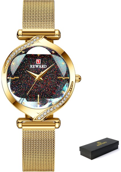 4 Kutu ile Lüks Marka Kadın Bilezik Saatler Köpüklü Kadran Moda Altın Çelik Hasır Kuvars Saat Bayanlar Kol Saati Zegarek Damski (Yurt Dışından)