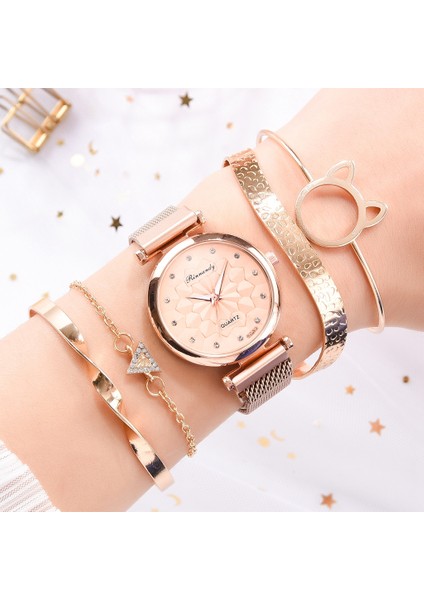 H1-Rgwh 5 Adet Bilezik Saatler Set Moda Kadınlar Gül Altın Örgü Kemer Kol Saatleri Kuvars Izle Kadınlar Için Iş Saat Relogio Feminino (Yurt Dışından) modelleri