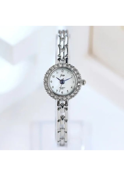 Gümüş Beyaz 2 Moda 25MM Gümüş Bilezik Izle Kadınlar Için Lüks Alaşım Kayış Kuvars Bayanlar Izle Saat Hediye Kızlar Için Gül Altın Dropshipping (Yurt Dışından)