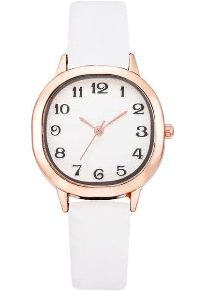 1 Adet Beyaz Saat Kadınlar Için Bilezik Seti Basit Bayanlar Bilezik Izle Rahat Deri Kuvars Kol Saati 2 Adet Set Siyah Saat Zegarek Damski (Yurt Dışından)