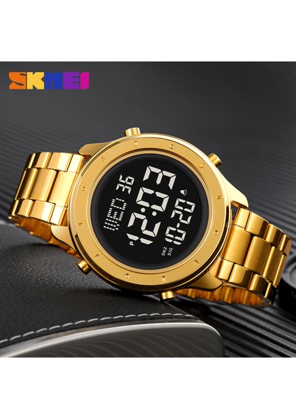Çelik Kayış 1 Skmeı LED Işık Kronometre Spor Saatler Erkek Çok Fonksiyonlu 3bar Su Geçirmez Geri Sayım Takvimi Dijital Kol Saati Reloj Hombre (Yurt Dışından) modelleri