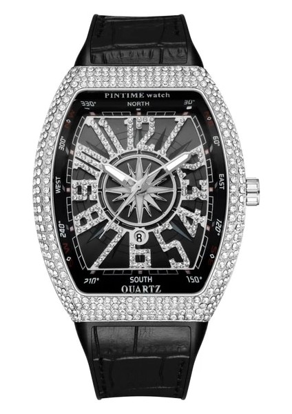 Stil 2 Sıcak Satış Erkekler Moda Lüks Izle Elmas Buzlu Out Su Geçirmez Kuvars Kol Saati Mavi Silikon Bant Parti Gündelik Elbise Saatler (Yurt Dışından)