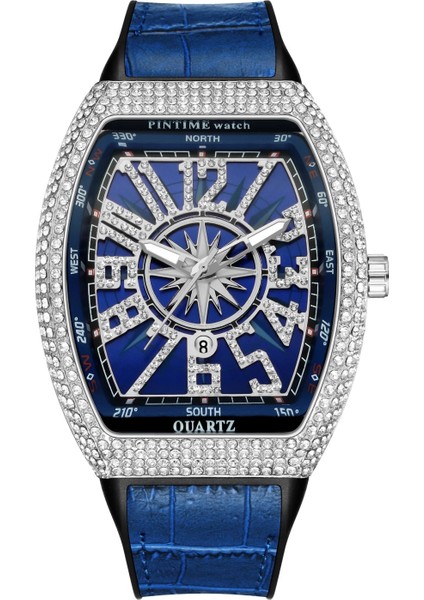 Stil 2 Sıcak Satış Erkekler Moda Lüks Izle Elmas Buzlu Out Su Geçirmez Kuvars Kol Saati Mavi Silikon Bant Parti Gündelik Elbise Saatler (Yurt Dışından) fırsatları