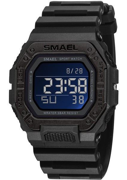Siyah Samel Klasik Dijital Saat Erkekler Moda Dikdörtgen Su Geçirmez 50 M Japonya Hareketi Chronograph Erkek Saatler Çalar Saat 8059 (Yurt Dışından)