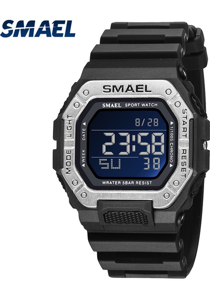 Siyah Samel Klasik Dijital Saat Erkekler Moda Dikdörtgen Su Geçirmez 50 M Japonya Hareketi Chronograph Erkek Saatler Çalar Saat 8059 (Yurt Dışından)