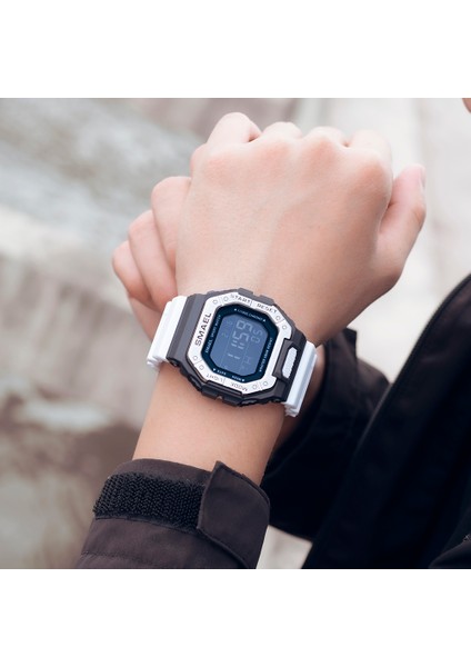 Siyah Samel Klasik Dijital Saat Erkekler Moda Dikdörtgen Su Geçirmez 50 M Japonya Hareketi Chronograph Erkek Saatler Çalar Saat 8059 (Yurt Dışından)