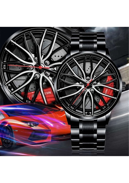 Sarı Erkek Lüks Saatler Spor Araba Saatler 3D Spor Jant Tekerlek Göbeği Kol Saati Araba Kuvars Erkek Saatler Yaratıcı Relogio Masculino (Yurt Dışından) indirimleri