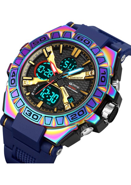 Renkli Mavi Yeni Stryve 8026 Spor Erkek Dijital Saatler Üst Marka Lüks Kuvars Izle Erkekler Su Geçirmez S Şok Saat Relogio Masculino (Yurt Dışından)