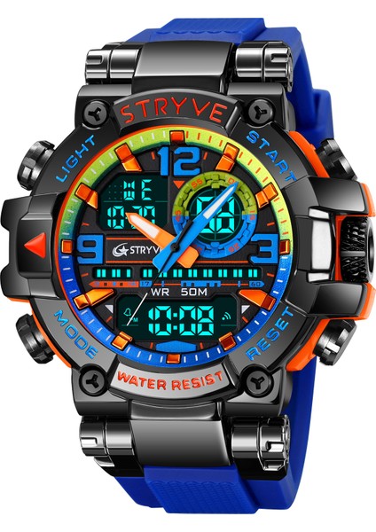 Koyu Mavi 8025 Stryve Moda Erkek Spor Saatler Şok Dayanıklı 50 M Su Geçirmez Kol Saati LED Alarm Kronometre Saat Askeri Saatler Erkekler 8025 (Yurt Dışından) modelleri