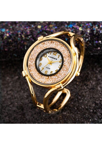 Gümüş Kadın Bilezik Saatler Moda Kız Elbise Elmas Kol Saati Bayanlar Analog Kuvars Gül Altın Saat Reloj Hombre Reloj Mujer (Yurt Dışından) fırsatları