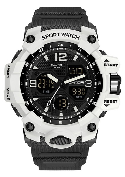 6030 Beyaz Siyah Üst Marka Lüks Erkek Spor Izle Dijital LED Elektronik G Tarzı Kuvars Saatı Su Geçirmez Yüzme Şok Askeri Spor (Yurt Dışından)