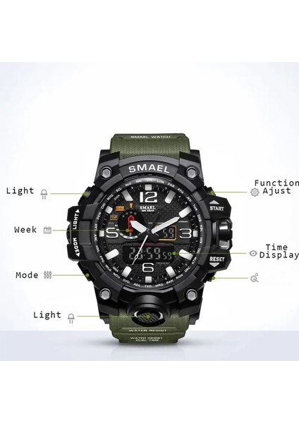 1545 Kırmızı Smael Marka Moda Erkekler Spor Saatler Erkekler Analog Kuvars Saat Askeri Izle Erkek Izle Erkek 1545 Relogios Masculino (Yurt Dışından) modelleri