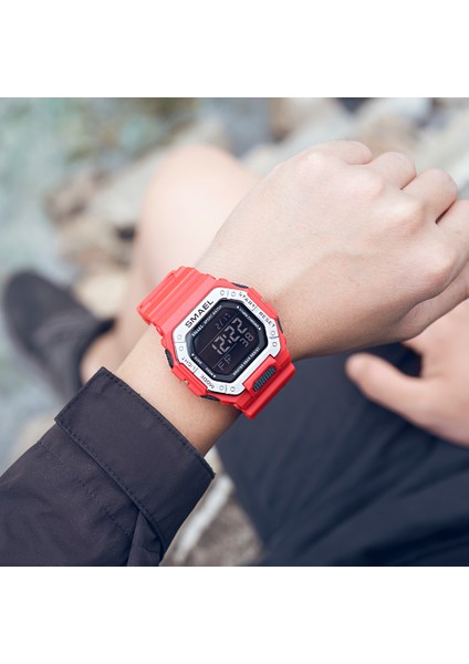 Siyah Samel Klasik Dijital Saat Erkekler Moda Dikdörtgen Su Geçirmez 50 M Japonya Hareketi Chronograph Erkek Saatler Çalar Saat 8059 (Yurt Dışından)