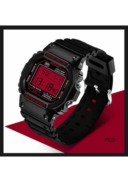 Yükseltme Kırmızı Sanda Erkek Dijital Saatler Su Geçirmez Spor Izle Erkekler Için Alarm Chrono LED Elektronik Saat Kare Adam Kol Saati Reloj Hombre (Yurt Dışından)