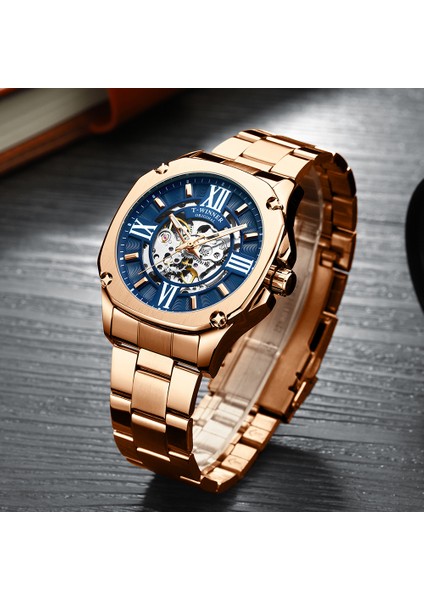 Altın Erkek Saati Moda Spor Izle Mekanik Saat Su Geçirmez Tam Paslanmaz Otomatik Saat Iş Kol Saati Reloj Hombre (Yurt Dışından) indirimleri