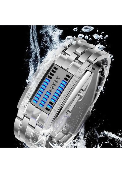 Erkekler Gümüş Mavi Moda Yaratıcı Dijital Saat Erkekler Ikili Saat Su Geçirmez Spor Erkek Saati Elektronik Saatler Ikili Saat Reloj Binario (Yurt Dışından)