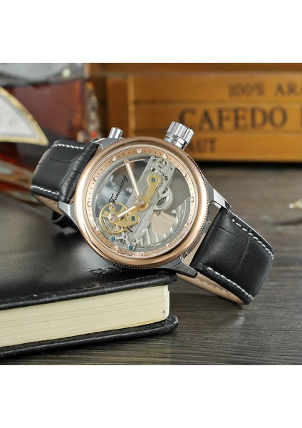 04 Forsınıng Mekanik Saat Dairesel Tırnak Terazisi Siyah Kuşak Izle Gündelik Moda Tam Içi Boş Yatay Mekanik Saat (Yurt Dışından) indirimleri