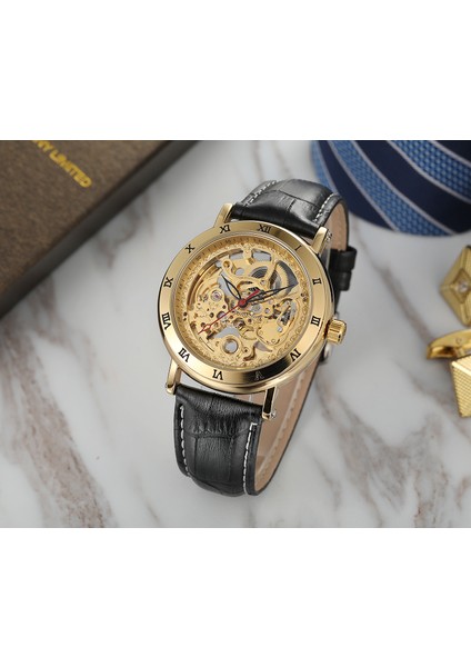 Siyah Forsınıng Erkek ve Kadın Mekanik Saat Basit Eğlence Tarzı Içi Boş Roma Ölçekli Mekanik Saat Kemer Izle Izle (Yurt Dışından) modelleri