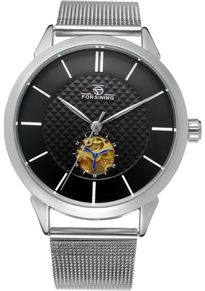 Siyah Forsınıng Gündelik Basit Mekanik Saat Küçük Halka Içi Boş Tırnak Ölçeği Delinebilir Mekanik Saat Dairesel Erkek Saati (Yurt Dışından)